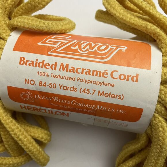 Vintage EZ Knot Braided Macrame Cord Polypropylene Herculon 50 Yds Yellow - Picture 3 of 6